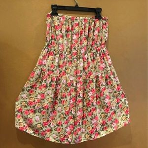 Forever 21 strapless mini dress with mock button front detailing medium